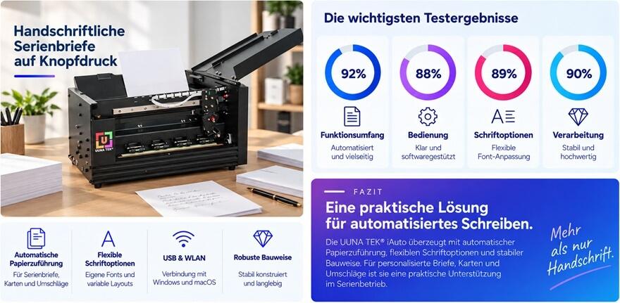UUNA TEK® iAuto im Test: Automatische Schreibmaschine für personalisierte Briefe