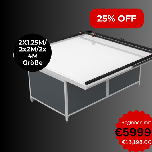 UUNA TEK 3.0 - (2X1.25M/2X2M/2X4M) Vormontierter High-End-All-in-One-Architekten-Zeichentisch und Stiftplotter für Architekturzeichnungen