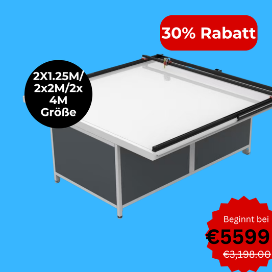 UUNA TEK 3.0 - (2X1.25M/2X2M/2X4M) Vormontierter High-End-All-in-One-Architekten-Zeichentisch und Stiftplotter für Architekturzeichnungen