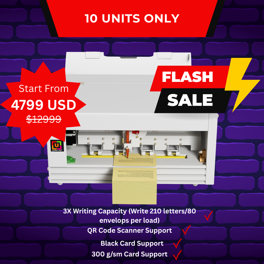 UUNA TEK® iAuto Plus - Handschriftgerät mit Einzug/Automatische Unterschriftenmaschine/Handschriftgerät für Briefe/Automatisches Schreibgerät, Schreiben Sie bis zu 210 Briefe, 80 Umschläge auf einmal